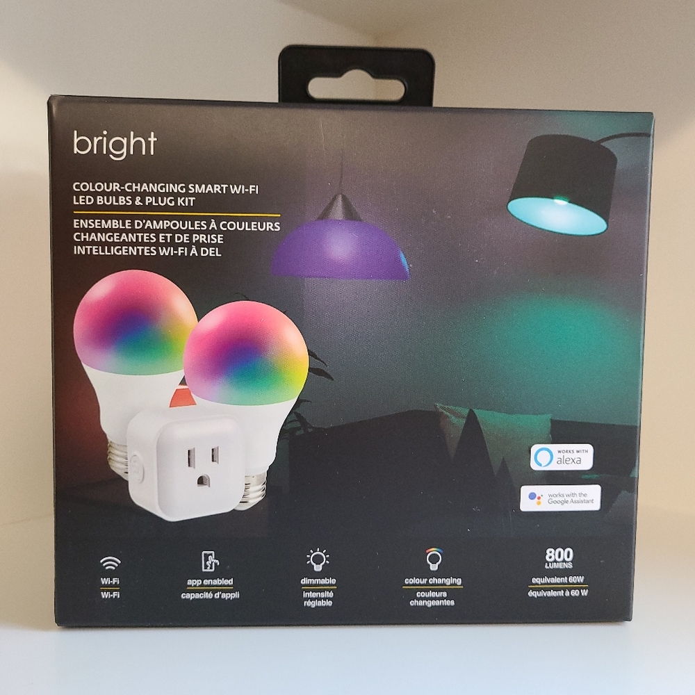 Bright Color-Changing Smart Wi-Fi LED Bulbs & Plug Kit - outlet and two bulbs